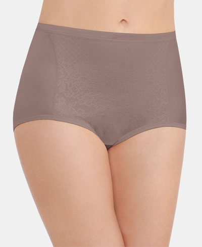 Shop Vanity Fair Women's Smoothing Comfort With Lace Brief Underwear In Walnut (nude )