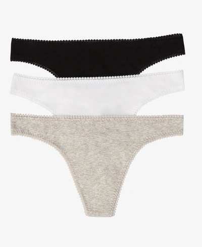Shop On Gossamer Women's Cotton Hip G Panty, Pack Of 3 1412p3 In Black/white/gray