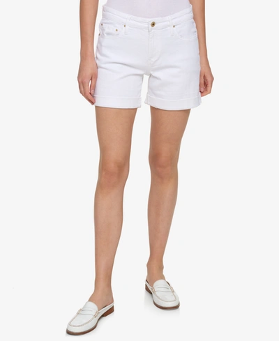 Shop Tommy Hilfiger Cuffed Bermuda Shorts In White