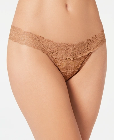 Shop Maidenform Sexy Must Have Sheer Lace Thong Underwear Dmeslt In Cinnamon Butter (nude )