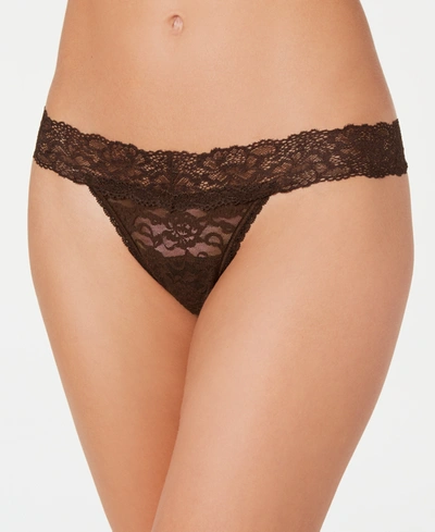 Shop Maidenform Sexy Must Have Sheer Lace Thong Underwear Dmeslt In Warm Cocoa Brown (nude )