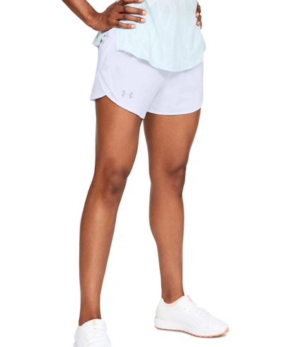 Shop Under Armour Women's Fly-by 2.0 Shorts In White/reflective