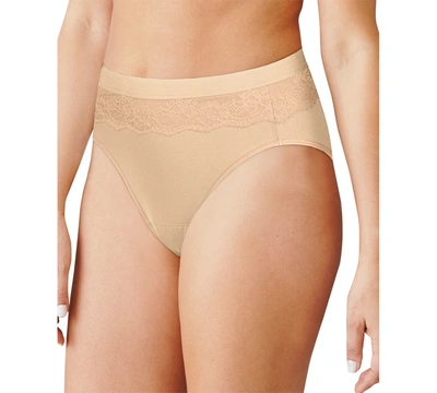Shop Bali Women's Light Leak Protection Hi-cut Brief Period Underwear Dfllh1 In Soft Taupe (nude )