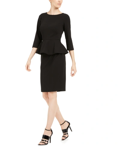 Shop Calvin Klein Peplum Sheath Dress In Black