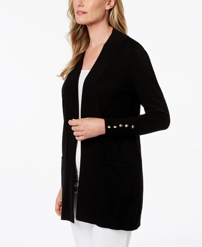 Shop Jm Collection Open-front Cardigan, Created For Macy's In Deep Black