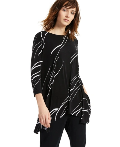 Shop Alfani Printed Asymmetrical Swing Knit Top, Created For Macy's In Large Linear Breeze
