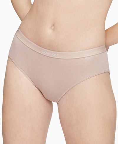 Shop Calvin Klein Women's Pure Ribbed Hipster Underwear Qf6444 In Honey Almond (nude )
