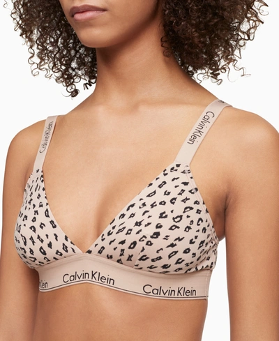 Calvin Klein Animal Print Crossback Cotton Blend Triangle Bralette In  Savannah Cheetah