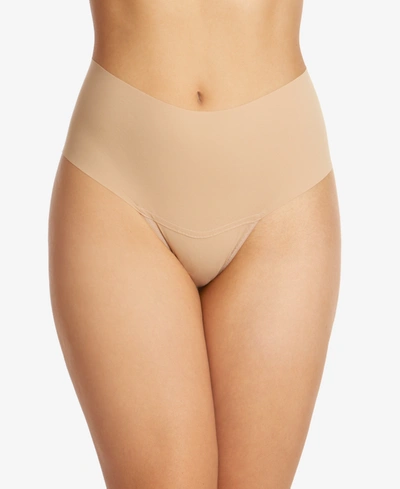 Shop Hanky Panky Breathesoft Hi-rise Thong Underwear In Taupe (nude )