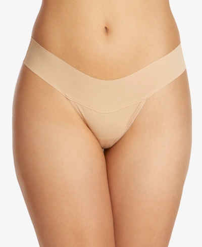Shop Hanky Panky Breathesoft Natural Rise Thong Underwear In Taupe (nude )