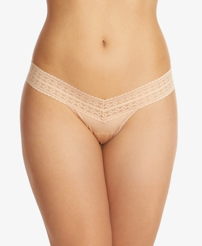 Shop Hanky Panky Women's One Size Dream Low Rise Thong Underwear In Chai (nude )