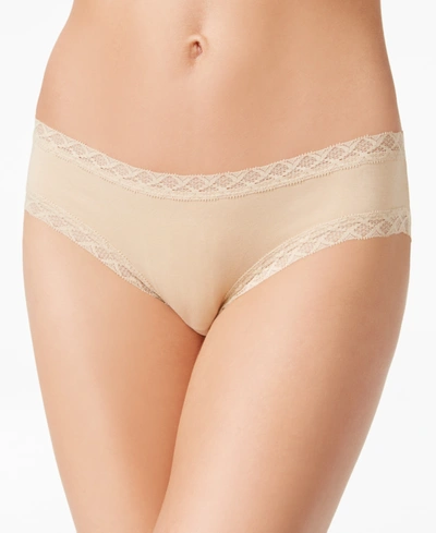 Shop Natori Bliss Lace-trim Cotton Brief Underwear 156058 In Cafe (nude )