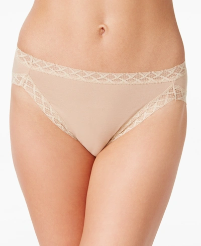 Shop Natori Bliss Lace-trim Cotton French-cut Brief Underwear 152058 In Cafe (nude )