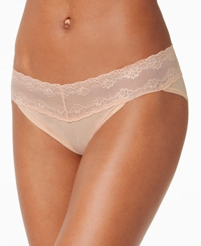 Shop Natori Bliss Perfection Lace-waist Bikini Underwear 756092 In Cameo Rose (nude )