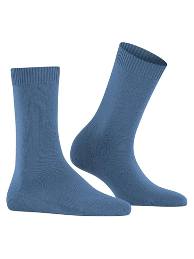 Shop Falke Cosy Wool Socks In Dusty Blue