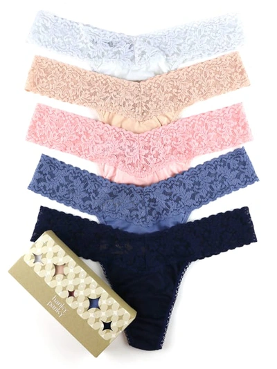 Shop Hanky Panky Supima Cotton Low Rise Thong 5-pack In Assorted Neutrals
