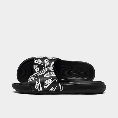 Shop Nike Men's Victori One Print Slide Sandals In Black/white/black