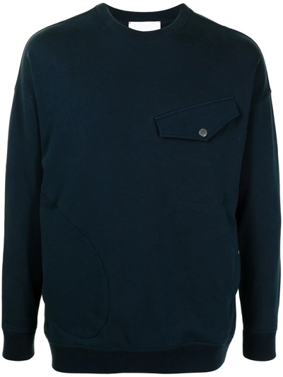 Shop Ports V Crewneck Cotton Sweatshirt In Blue