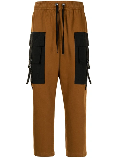 Shop Ports V Contrasting Panel Cropped Trousers In Brown