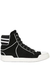 Balmain Suede High Top Sneakers, Black/white