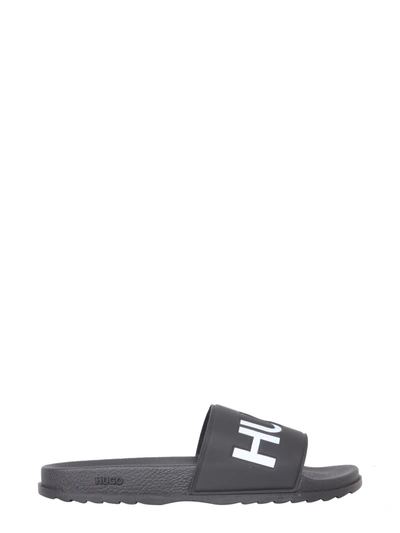 Shop Hugo Boss Slide Match Sandals In Nero