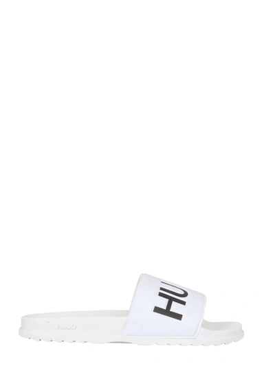 Shop Hugo Boss Slide Match Sandals In Bianco