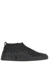 Casbia Hand-woven Leather Sneakers, Black