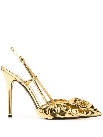 Shop Valentino Atelier Shoes 03 Rose Edition Slingback 110mm Pumps In Gold