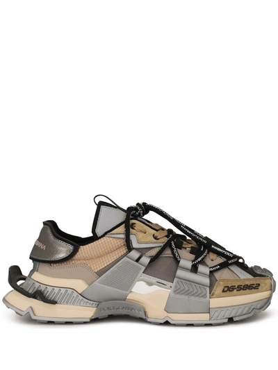 Shop Dolce & Gabbana Logo-patch Lace-up Sneakers In Neutrals