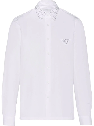 Shop Prada Stud-embellished Shirt In White