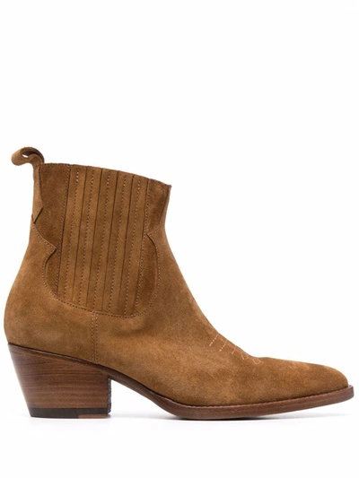 Maje Farwest 40mm Suede Ankle Boots In Camel ModeSens