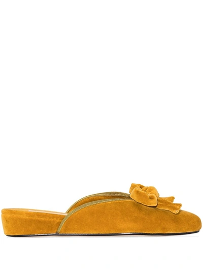 Shop Olivia Morris At Home Daphine Bow Detail Slippers In Gold