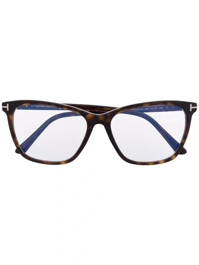 Tom Ford Tortoise Square Frame Glasses In Brown