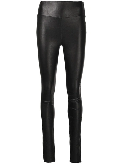 Shop Sprwmn Zip-cuff Leather Leggings In Black