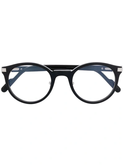 Shop Cartier Round-frame Clear-lens Glasses In Black