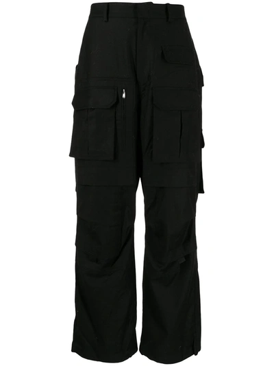 Shop Juunj Straight-leg Cargo Trousers In Black