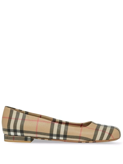 Shop Burberry Vintage Check Ballerina Shoes In Neutrals