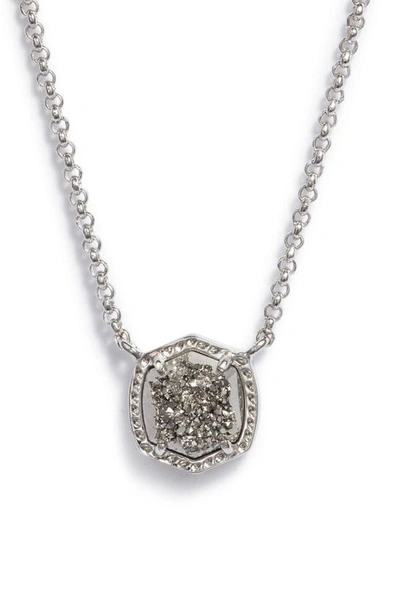 Shop Kendra Scott Davie Pendant Necklace In Platinum Drusy