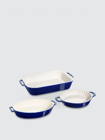 Shop Staub 3-pc Mixed Baking Dish Set In Dark Blue