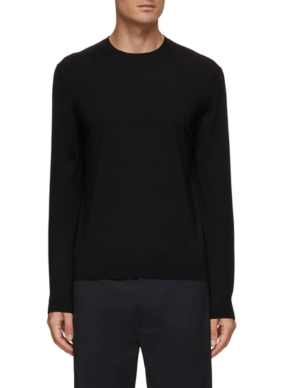 Shop Theory Crewneck Regal Wool Sweater In Black