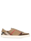 Burberry Check Cotton Canvas Sneakers, Tan In Flax Brown