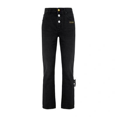 Shop Off-white Buttoned Straight Leg Jeans In Black
