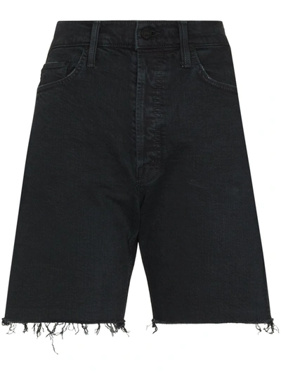Shop Mother Frayed Edge Shorts In 黑色