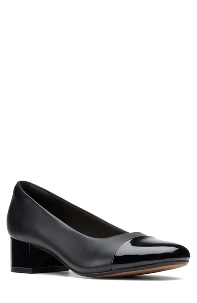 Shop Clarks Marilyn Sara Pump In Black Leather/synthetic Combi