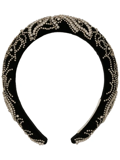 Shop Jennifer Behr Indira Embellished Headband In 黑色