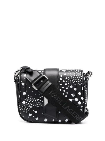 Shop Karl Lagerfeld K/saddle Dot-print Bag In 黑色