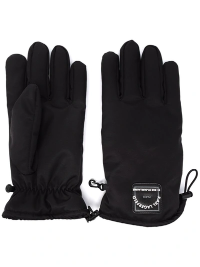 Shop Karl Lagerfeld Logo-patch Padded Gloves In 黑色