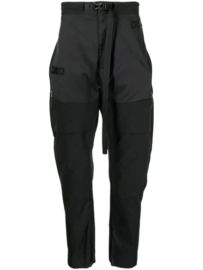 Shop Niløs Belted-waist Trousers In 黑色
