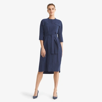 Shop M.m.lafleur The Melissa Dress - Stretch Linen In Blueberry