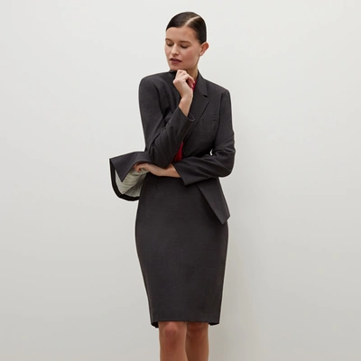 M.m.lafleur The Cobble Hill Skirt - Tropical Wool Gray Melange In Gray Melange